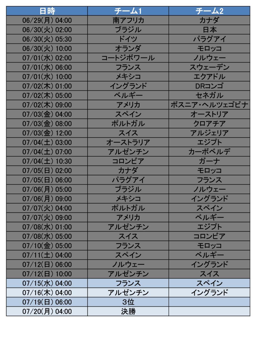 wsスケジュール