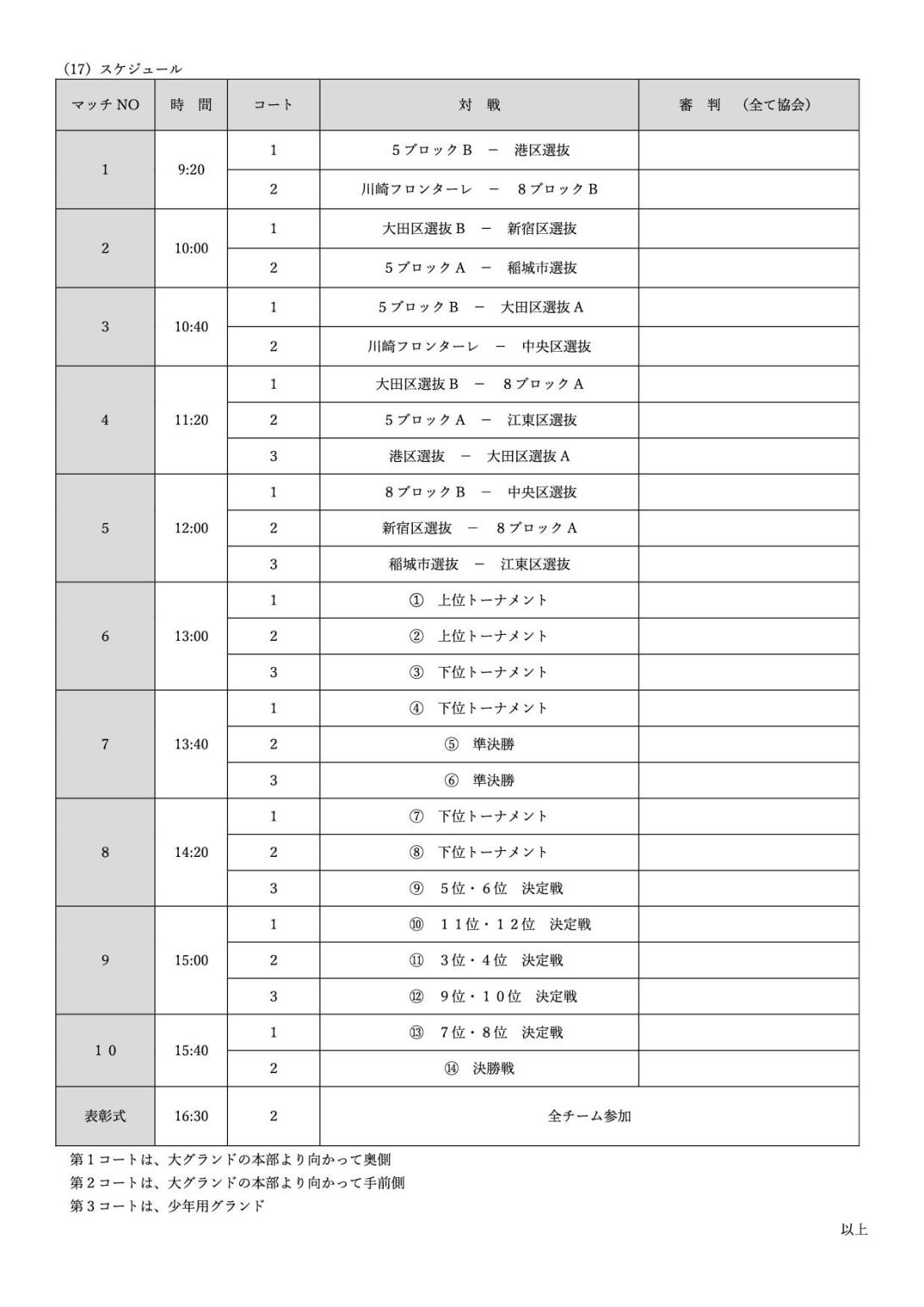 第5回大田区選抜研修大会要項