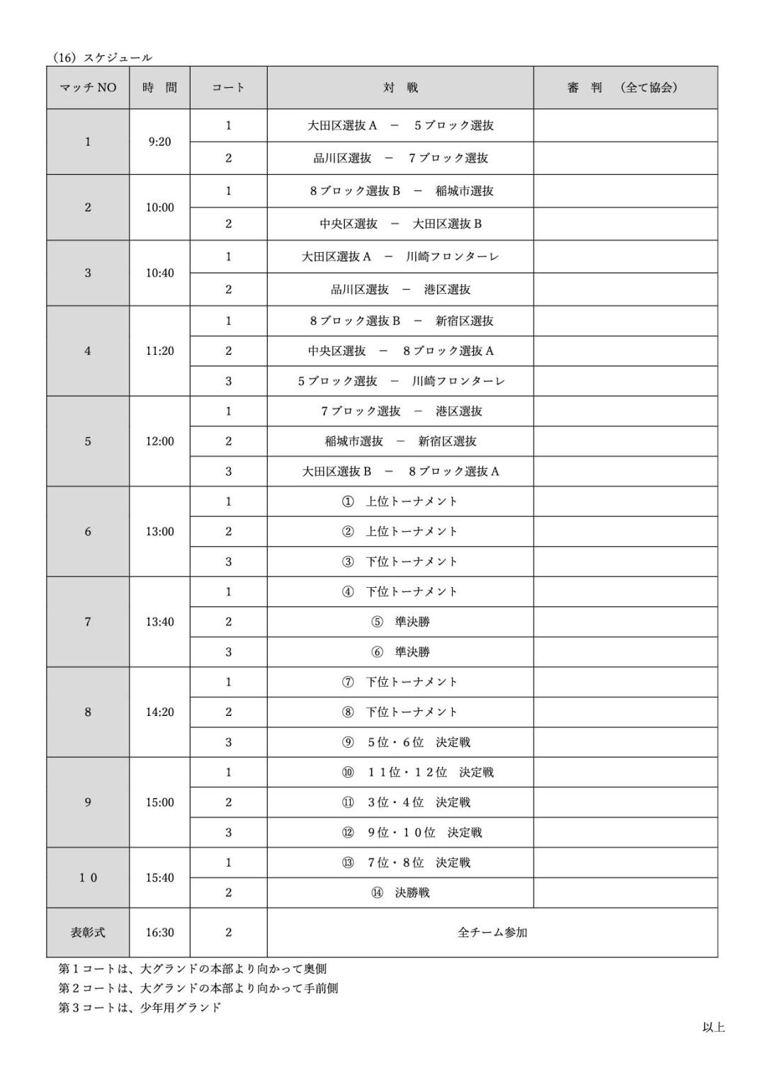 第6回大田区選抜研修大会要項