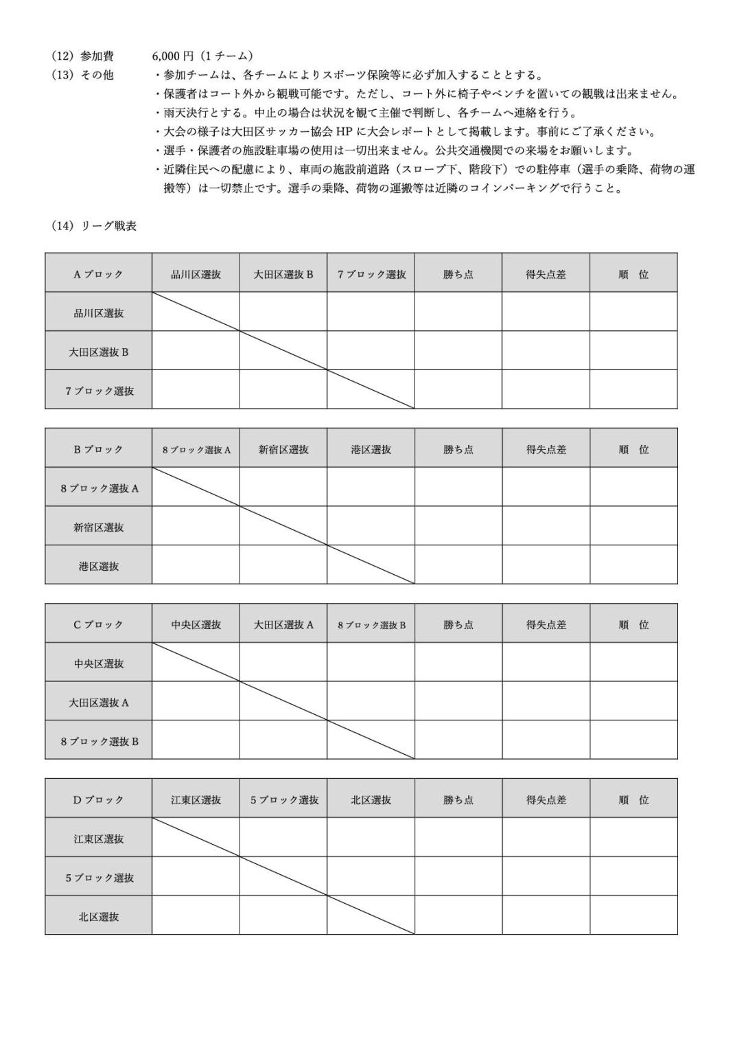 第6回大田区選抜研修大会要項